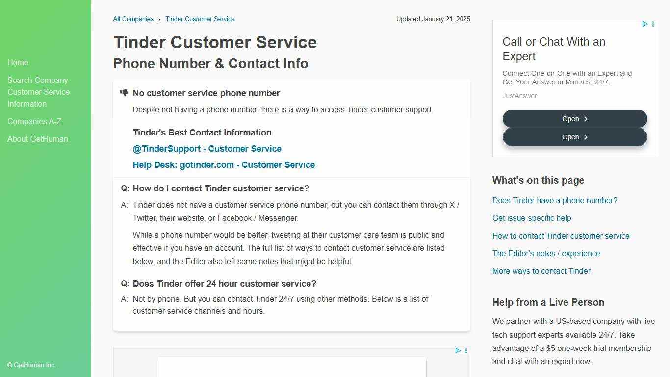 Tinder Customer Service Contact Information & Live Support
